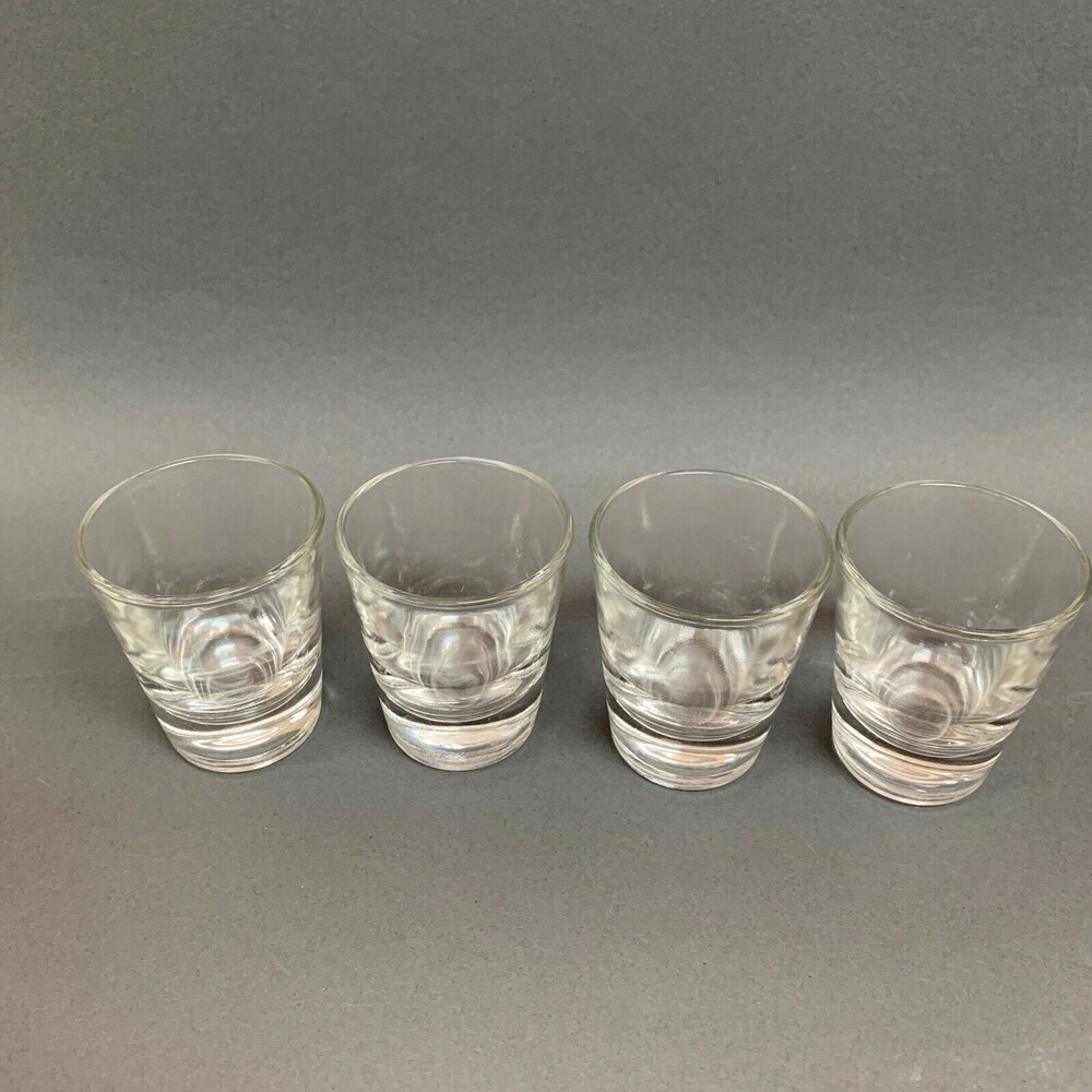 Glass Shot Glasses Clear 2 3/8" Lot of 4 Vintage